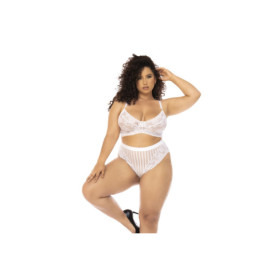 Ensemble 2 pièces blanc grande taille Emberly, soutien gorge et culotte taille haute 